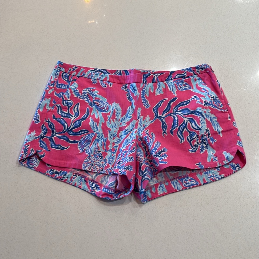 Lilly Pullitzer Cotton Pink and Blue Patterned Shorts Size 12